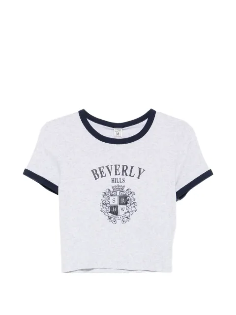 Sporty & Rich logo-print ringer T-shirt Grey TO07376256GY18