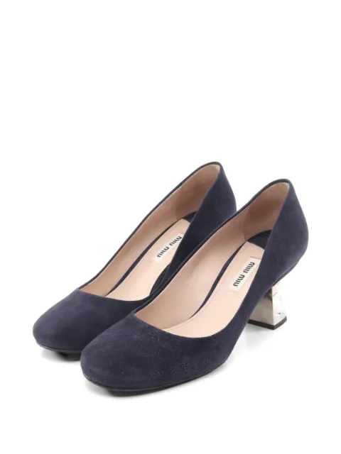 Miu Miu Pre-Owned 2010s jewel-embellished suede pumps Blue 1062560