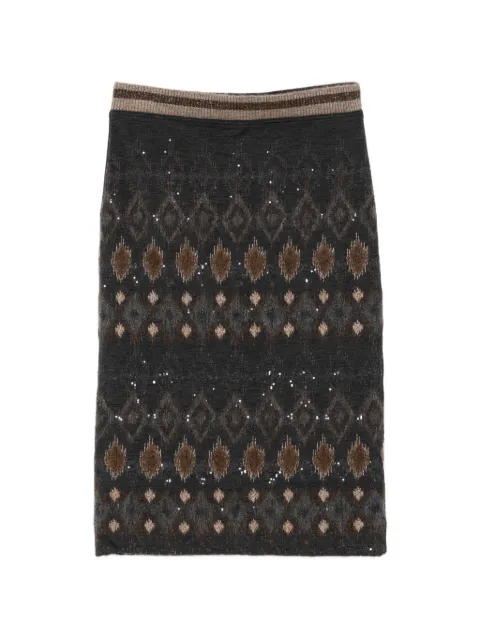 Brunello Cucinelli Vintage textured diamond-knit skirt Black CSVM9221