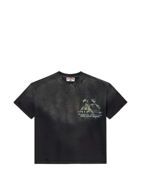 Vale distressed graphic-print T-shirt Black VAL184