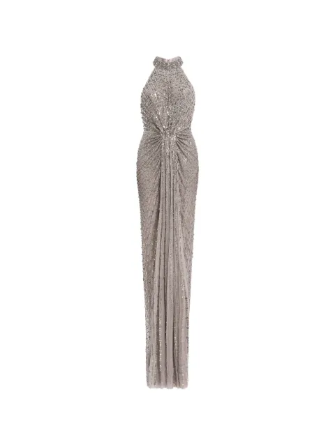 Jenny Packham Whisper halterneck long dress Grey JPCLS176