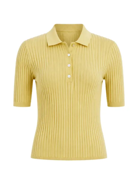 BITE Studios open-rib net-finish polo shirt Yellow 11217663009