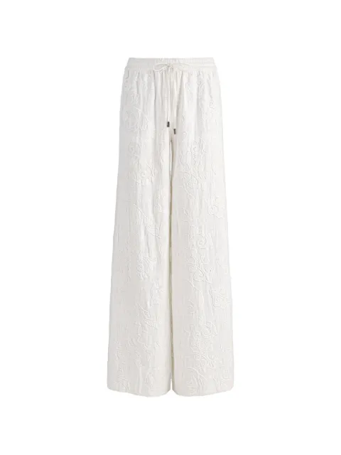 alice + olivia Ojai embroidered wide-leg trousers White CC604D22113