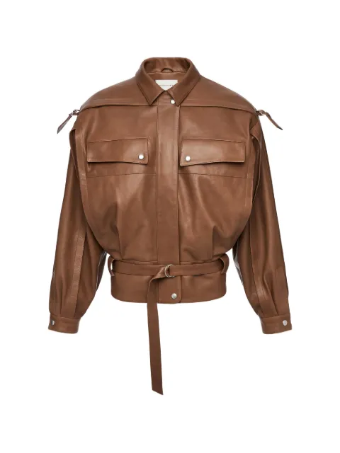 Magda Butrym belted leather jacket Brown 124426