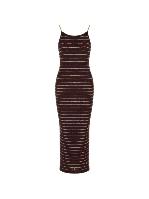 Elisabetta Franchi stripe-pattern chain-strap maxi dress Brown AM29Q62E2