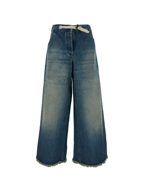 Moncler frayed drawstring-waist wide-leg jeans Blue 2A00001M3414
