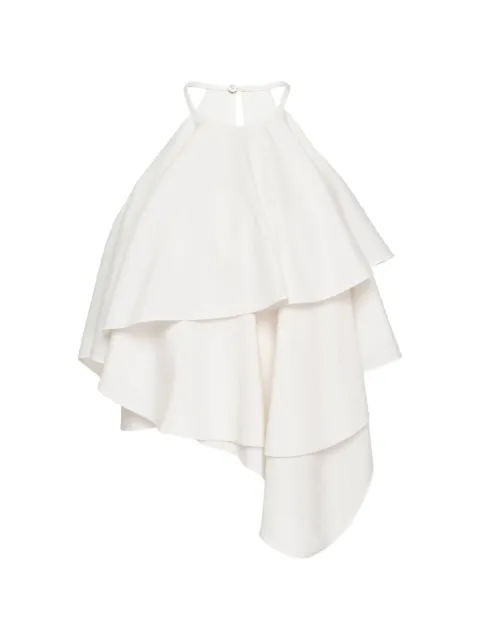 Club21 Collection tiered asymmetric top White DANTPL030