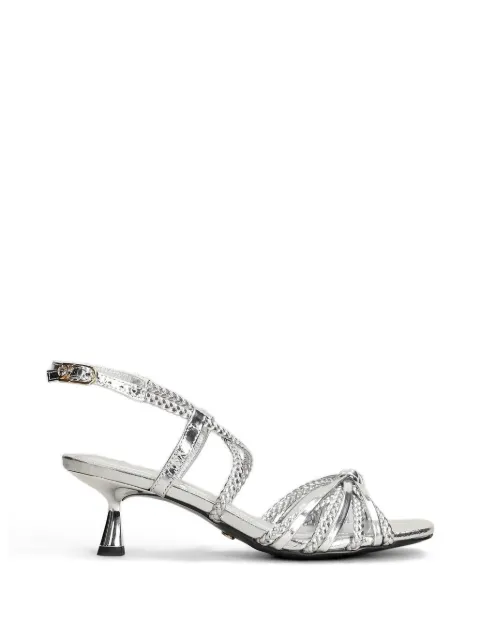 Gold & Rouge Flapi-M braided metallic sandals Silver FLAPIM