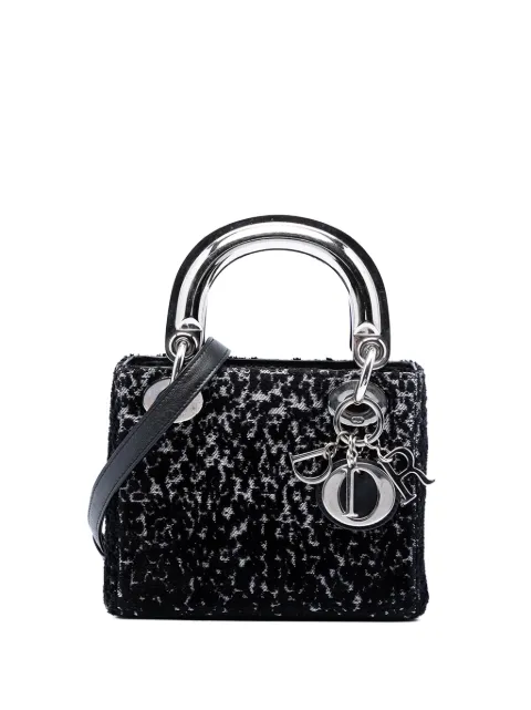 Christian Dior Pre-Owned 2014 Mini Fabric Lame Lady Dior satchel Black OGMWS1QNVL2WL323