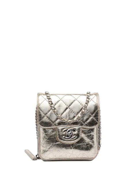 CHANEL Pre-Owned 2012 Quilted Metallic Aged Calfskin Clams Wallet on Chain crossbody bag Gold JWF9VVXKZV8B5VIU