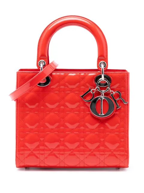 Christian Dior Pre-Owned 2014 Medium Patent Cannage Lady Dior satchel Orange HEXLS7B76HI203BB