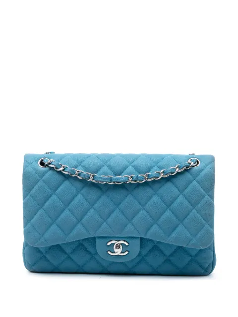 CHANEL Pre-Owned 2013-2014 Jumbo Classic Caviar Double Flap shoulder bag Blue CZXM74KIERHCMZDW