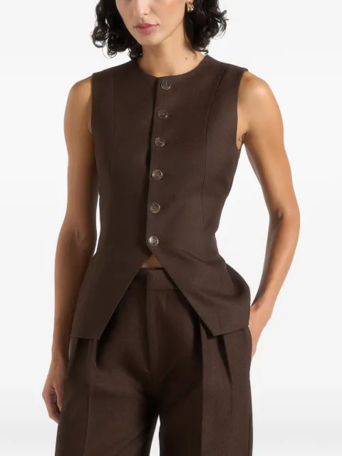 Manière De Voir Maisie tailored crew neck cinch waistcoat Brown WMN4356