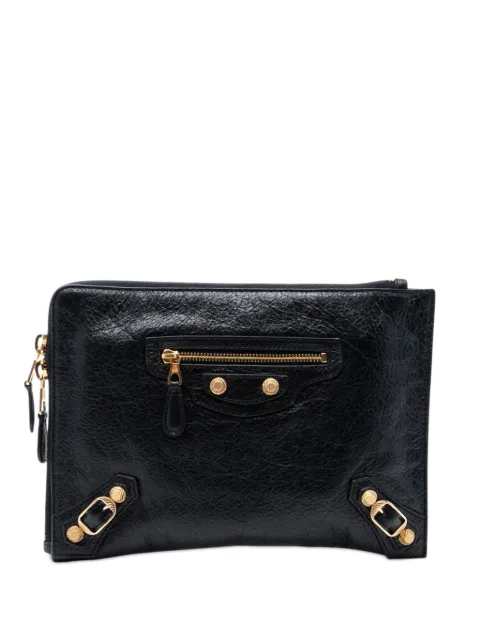 Balenciaga Pre-Owned 2016 Lambskin Motocross Giant 12 Zip Around Flat clutch bag Black 2F95O5W47PZLEZM8