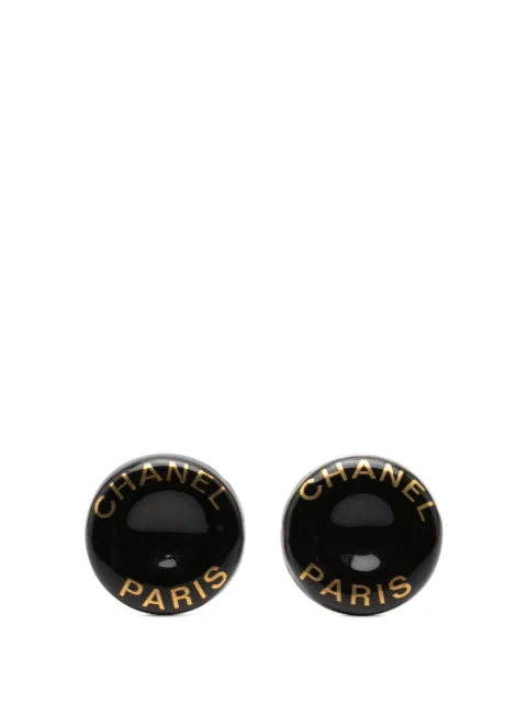 CHANEL Pre-Owned 1997 CC Resin and Brass Logo Print Clip On Earrings costume earrings Black 0ZFYDEJKY0NN4MWB