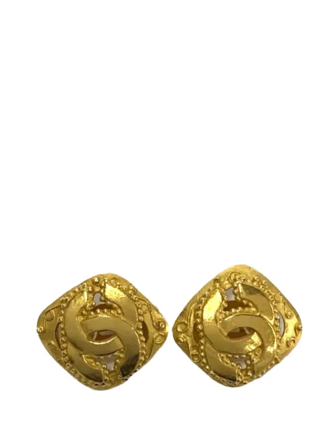 CHANEL Pre-Owned 1996 CC Gold Plated Diamond Shape Clip On Earrings costume earrings Gold M7FT69P8RGV7I3GV