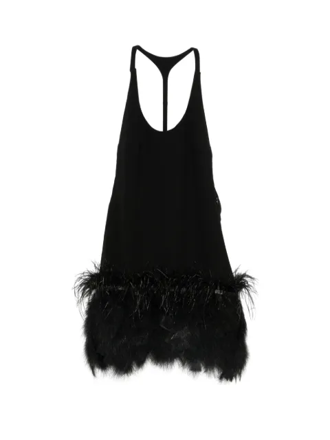 Vestiaire d'un Oiseau Libre feather-trim open-back mini dress Black FEATHERSMINIDRESSBLACK
