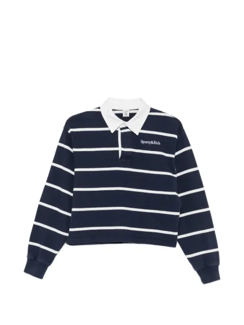 Sporty & Rich striped-pattern cropped rugby shirt Blue TO00876300BL107
