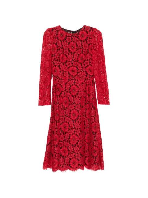 Dolce & Gabbana Pre-Owned floral-lace midi dress Red CSVM9189