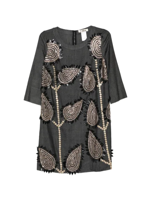 Chloé Pre-Owned 2006 embellished leaf-motif dress Grey CSVM9192