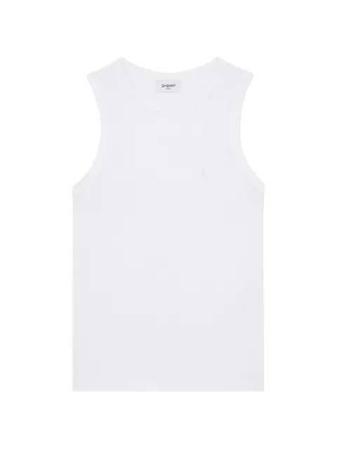 Saint Laurent Cassandre embroidered tank top White 867125Y38BD