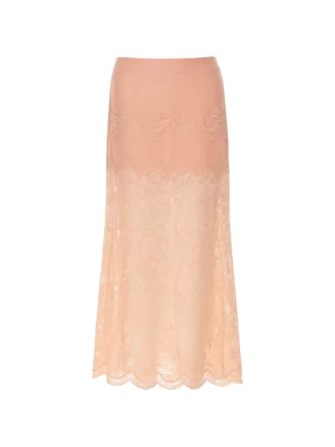 Rabanne lace-panelled scalloped-hem skirt Pink 26PJJU021PA0170
