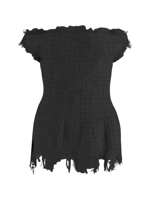 Matières Fécales distressed tweed blouse Black MAT02T101