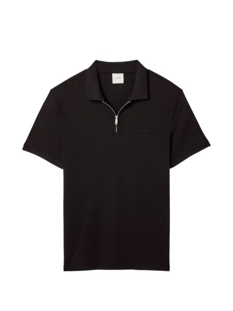 Calvin Klein zip-fastening logo-patch polo shirt Black LV04LE255GUB1