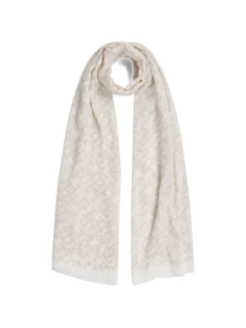 Tommy Hilfiger monogram-print frayed-edge scarf Neutrals AW0AW18687