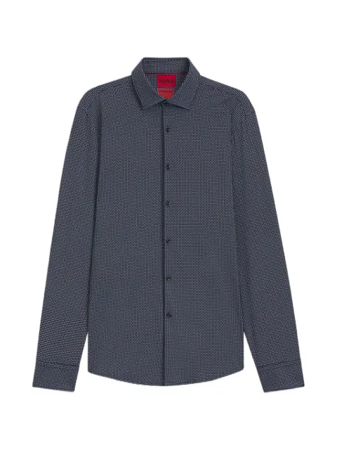 HUGO Kenno geometric-print long-sleeve shirt Blue 50561158