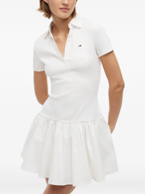 Tommy Hilfiger mini ribbed-knit ruffled dress White DW0DW22331