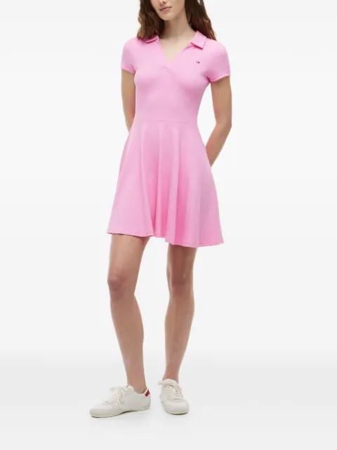 Tommy Hilfiger mini ribbed-knit flared polo dress Pink DW0DW22845