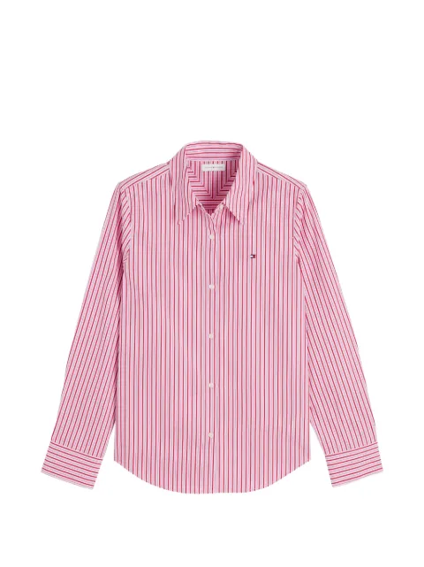 Tommy Hilfiger vertical-stripe logo-embroidered shirt Pink WW0WW51155