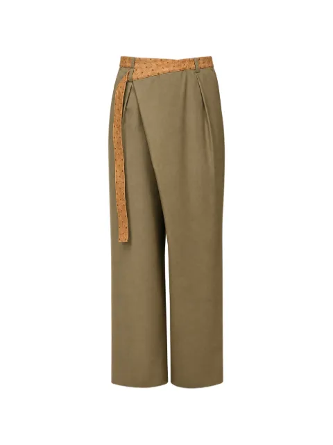MCM belted wrap-front trousers Green MHPGSMM01GK048