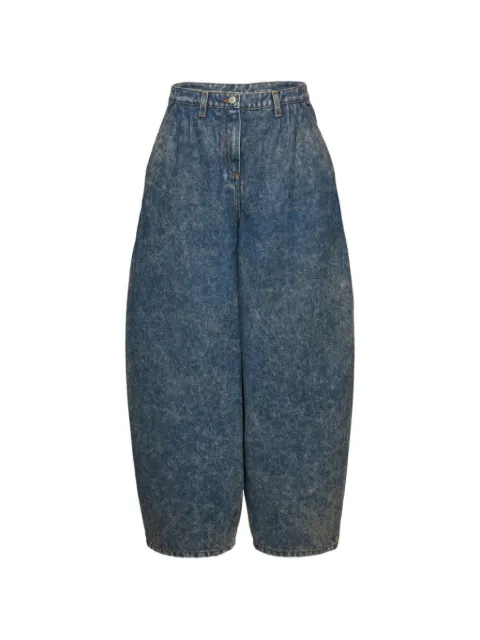 Magda Butrym acid-wash pleated jeans Blue 218526