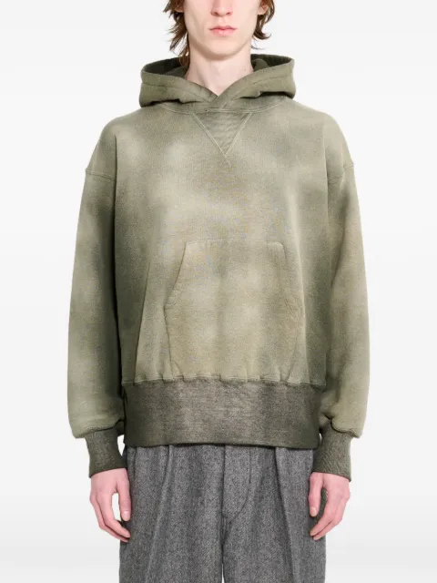 TAIGA TAKAHASHI bleached-effect hoodie Green TTAW25606
