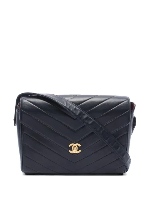 CHANEL Pre-Owned 1990s chevron V-stitch shoulder bag Black 10676694544658