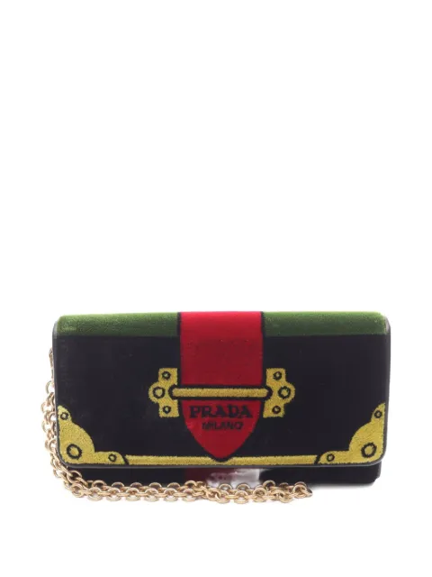 Prada Pre-Owned 2010s Velluto Ricamo bi-fold wallet Black 1067290