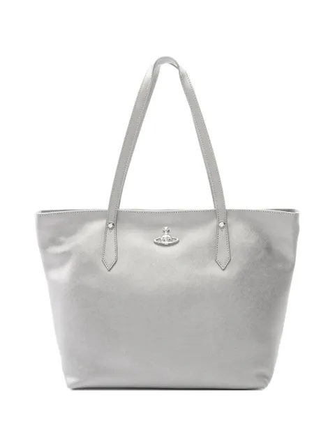 Vivienne Westwood Pre-Owned Orb leather tote bag Grey 1066938