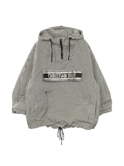 Christian Dior Pre-Owned 2010s houndstooth hooded jacket Black 1061575