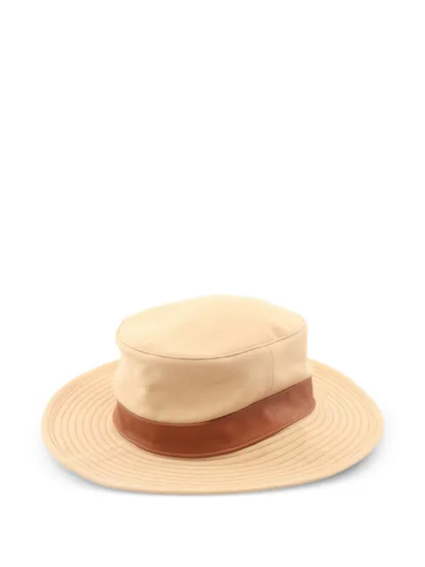Hermès Pre-Owned 2010s leather-trim linen hat Neutrals 1060225
