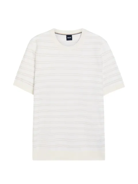 BOSS striped-knit T-shirt White 50560482