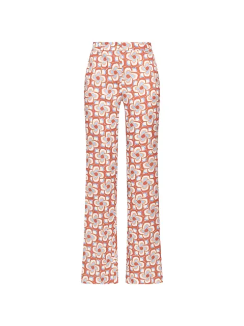 MALIPARMI Mouliné Cady floral-print trousers Brown JH105050668A4156