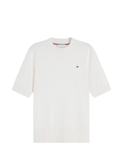 Tommy Hilfiger logo-embroidered short-sleeve sweater White WW0WW49705
