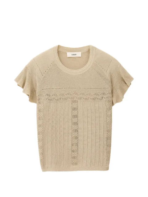 Ba&Sh Piera pointelle-knit ruffled top Neutrals 1E26PIER
