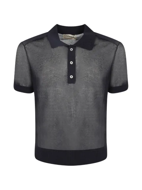 Carrer semi-sheer polo shirt Blue 600005001NAVY