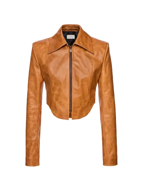 Magda Butrym cropped leather jacket Brown 259526