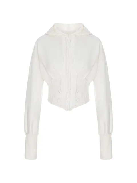 HAMZA Karol lace-corset hoodie White KAROLSHEERLACEHOODIE