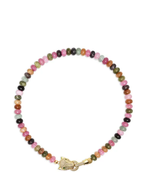 Nialaya Jewelry panther-charm beaded necklace Gold WNECK346