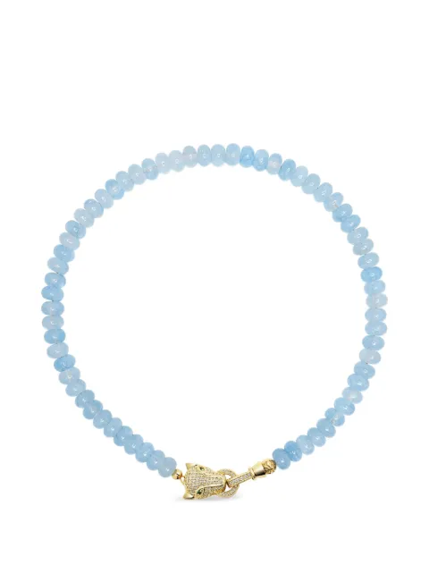 Nialaya Jewelry panther-charm chalcedony necklace Blue WNECK344